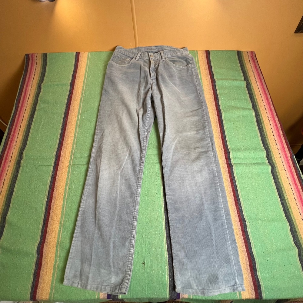 Gap Corduroy Pants Mens 30x30 Gray Blue Standard Fit 1969 Straight Leg Trousers